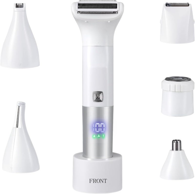 SENROU Shaver for Women, 6-in-1 Body Hair Trimmer, Facial & Pubic Hair Removal, IPX7 Waterproof Wet & Dry Grooming Electric Shaver Kit,Cordless Travel Razor with USB Charging Dock - Image 1